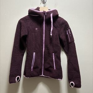 BERGANS OF NORWAY Hadsel Lady Jacket Coat Women's XS Fleece Hooded Purple Zip Up